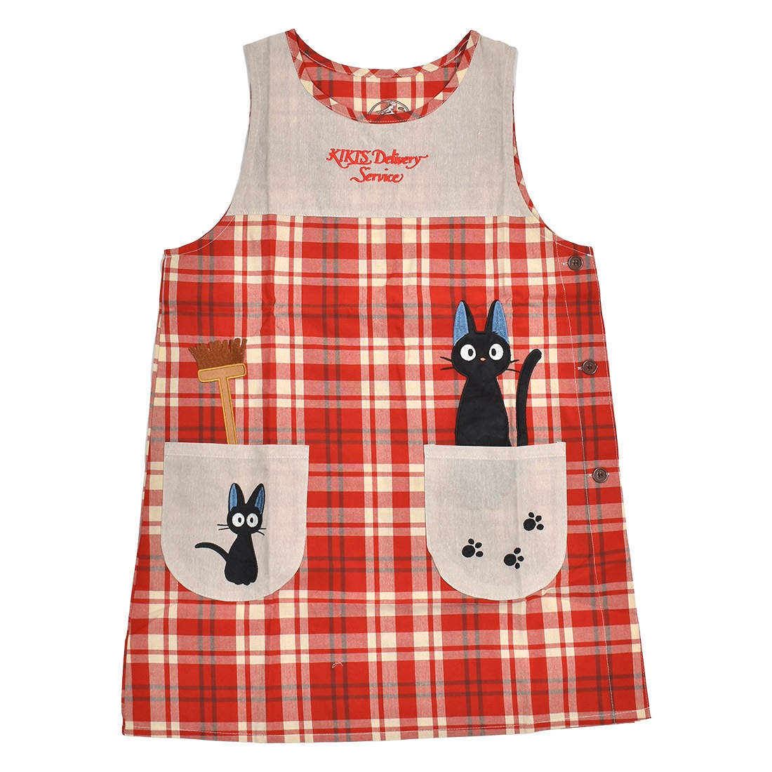 エプロン 保育士 かぶるだけ キャラクター 割烹着 大人 女性 ジブリ トトロ 魔女の宅急便 ジジ ミニオン トムとジェリー おさるのジョージ カービィ かっぽう着 袖なし 着脱簡単 ラン型 背付き ボタン ポケット フリーサイズ 大きい かわいい 保育園 幼稚園 先生 介護士 保母