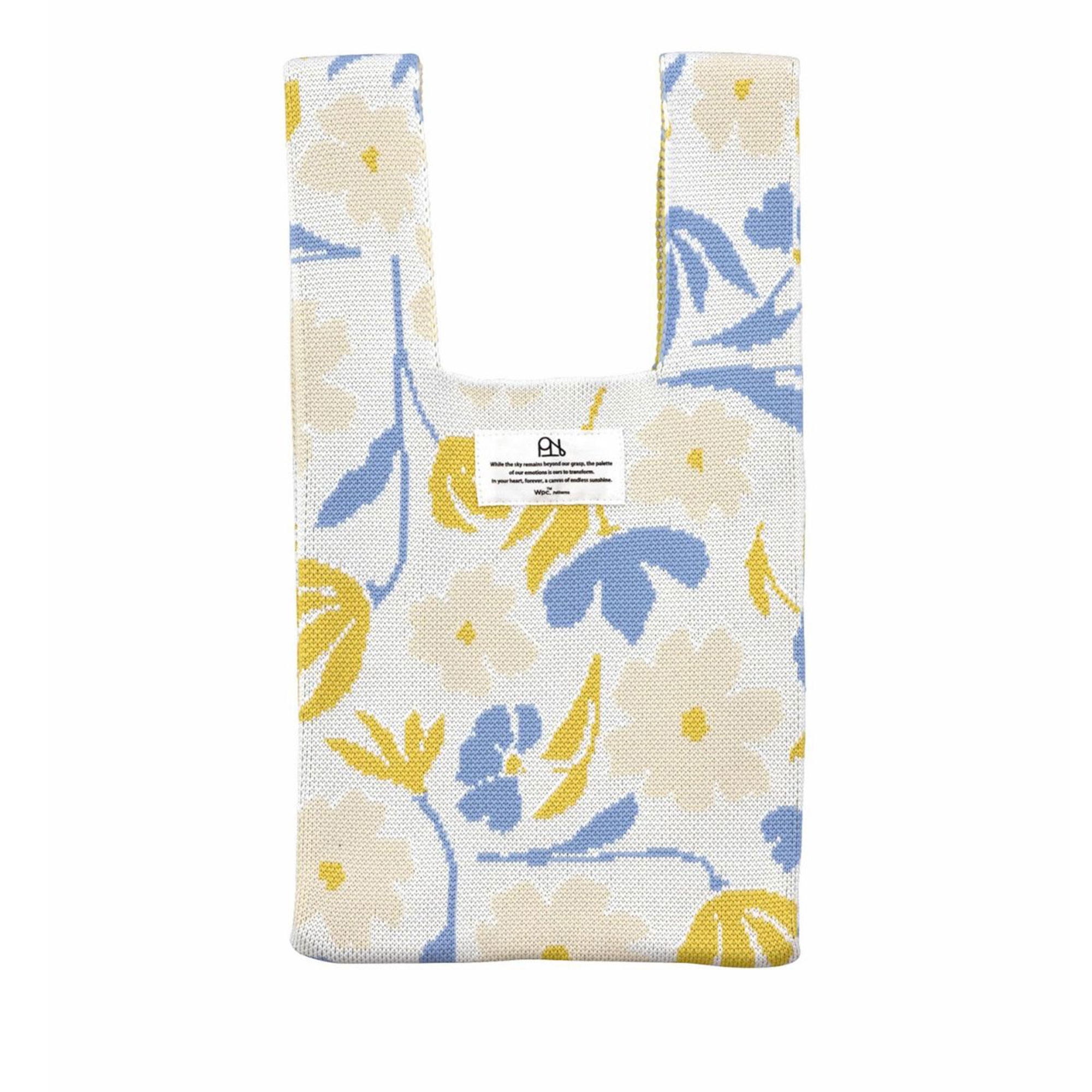 ニットバッグ トートバッグ Wpc. Patterns ワールドパーティ レディース 大人 女性 小さめ ミニ 北欧風 おしゃれ かわいい 洗濯 できる 洗える マチ付き エコバッグ クロシェバッグ マルシェバッグ サブバッグ ハンドバッグ 韓国 手提げ 花柄 パターン 鳥 バード ベージュ