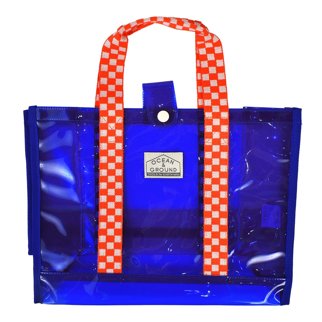 プールバッグ オーシャンアンドグラウンド ocean & ground ビニールバッグ トートバッグ 男の子 女の子 クリアバッグ 透明バッグ A4 防水 撥水 幼稚園 保育園 小学校 小学生 子供 子ども 透けない 水泳バッグ おしゃれ バイカラー チェッカー 人気 夏 海 スイミングバッグ