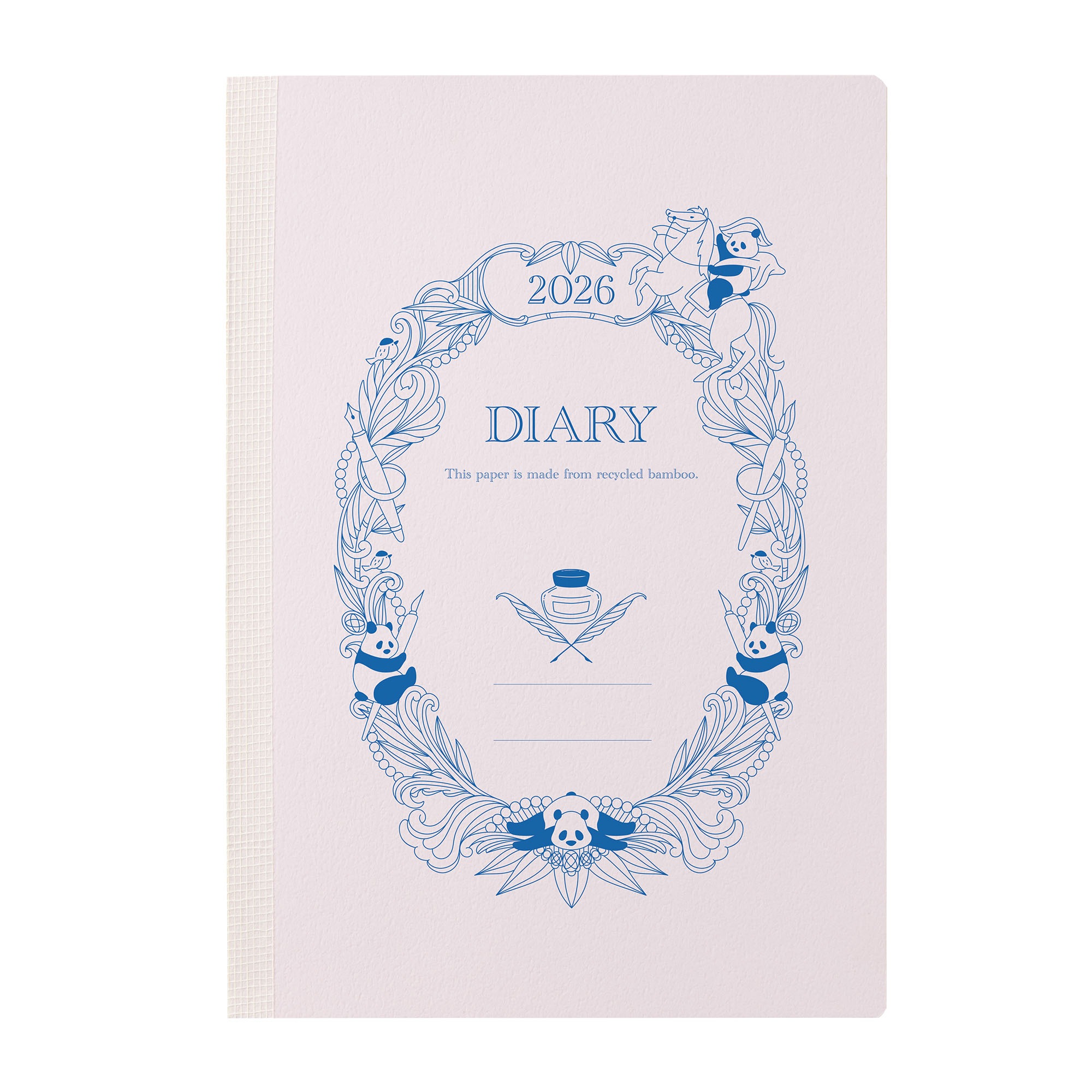 ダイアリー B6 手帳 2026年 竹紙ダイアリー 12月始まり 1月始まり 4月始まり パンダ スケジュール帳 レイメイ藤井 マンスリー 月間 月曜始まり 1ヶ月 ノート かわいい おしゃれ 日本製 薄い 書きやすい コンパクト 女性 大人 クラフト紙 動物 イラスト ブルー ピンク グレー