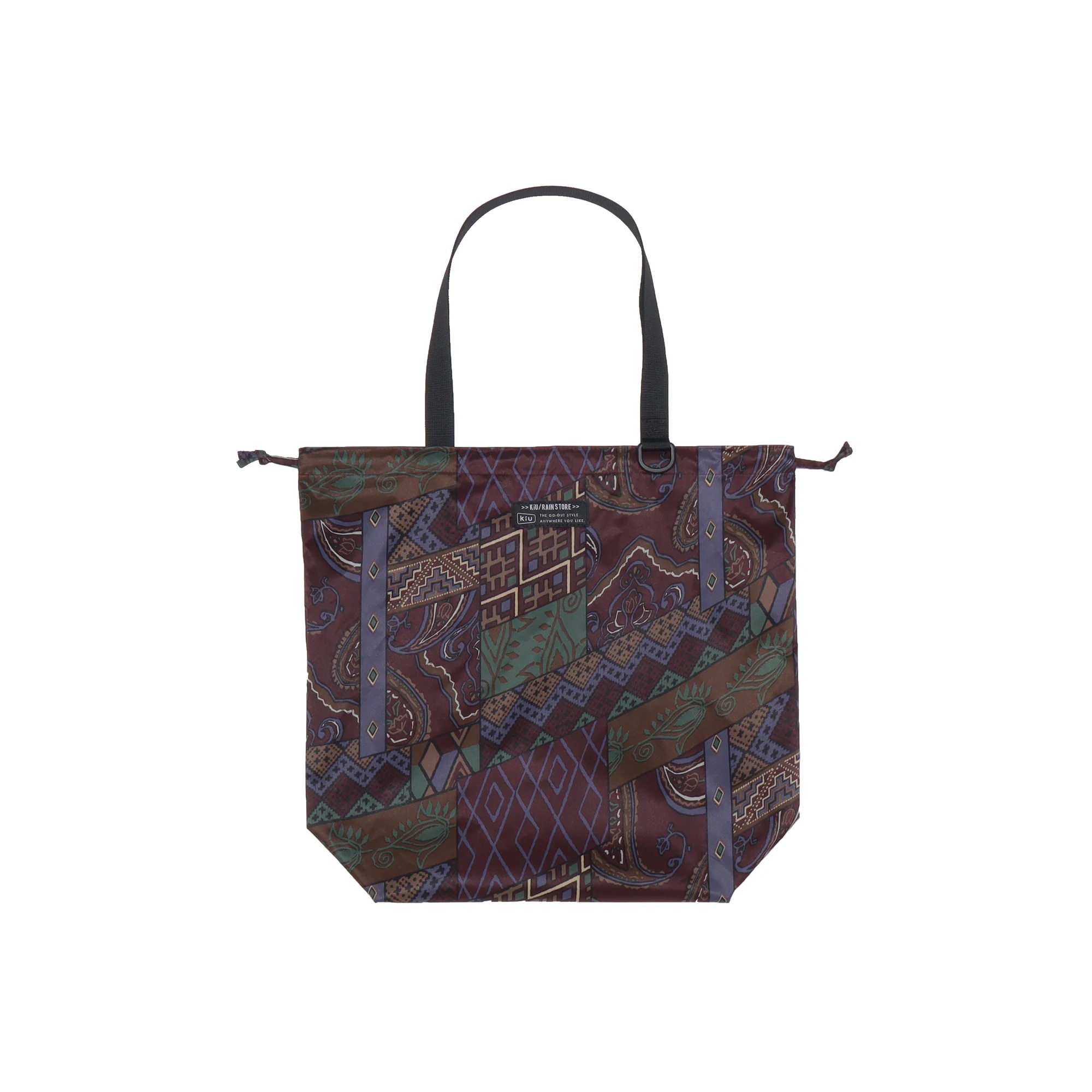 レインバッグカバー kiu キウ K444 レディース メンズ 撥水 防水 雨除け レインカバー カバン 雨対策 2way トートバッグ エコバッグ サブバッグ 巾着 折りたたみ コンパクト Dカン付き 軽量 A4 大容量 通勤 通学 旅行 アウトドア 雨具 おしゃれ かわいい レオパード ブラック