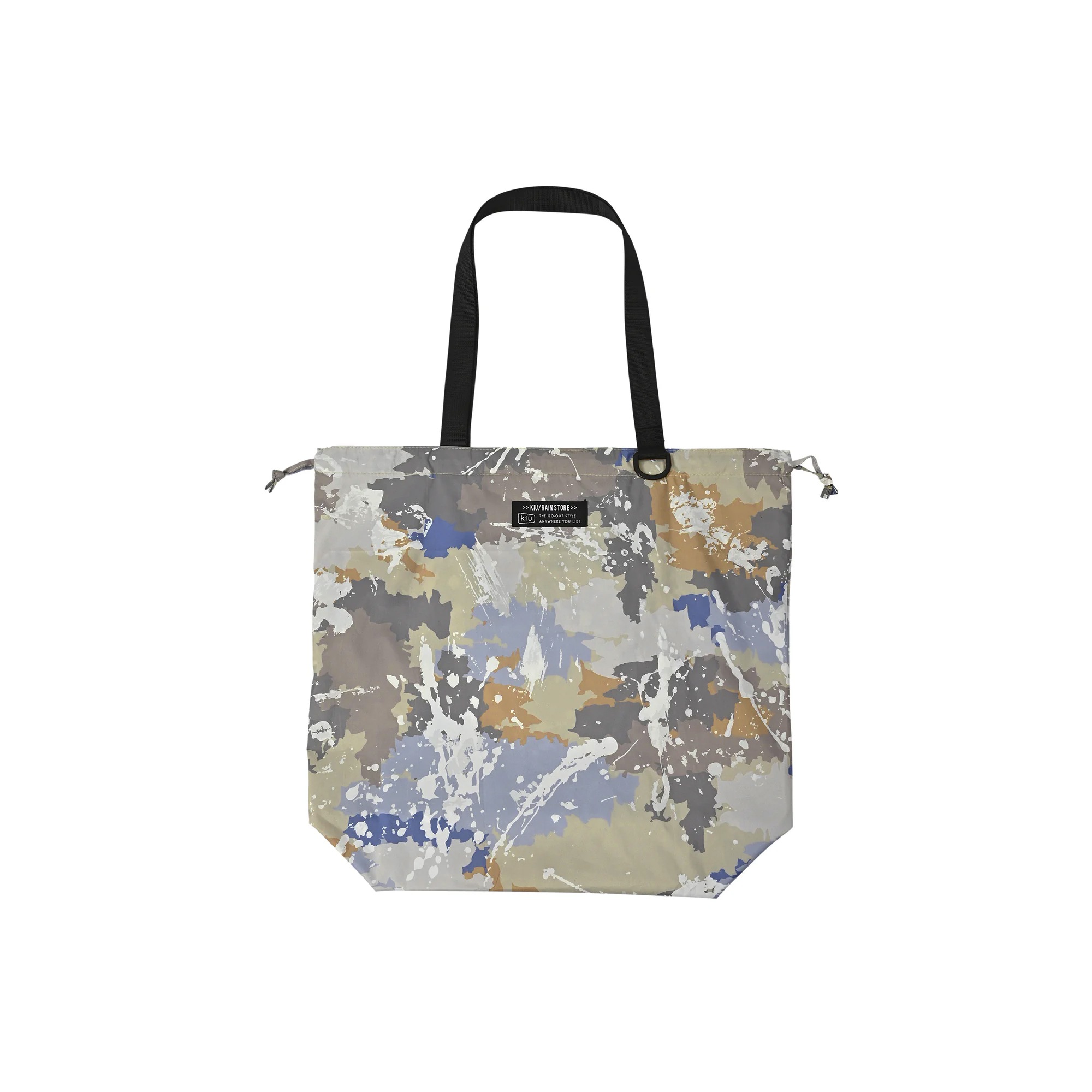 レインバッグカバー kiu キウ K444 レディース メンズ 撥水 防水 雨除け レインカバー カバン 雨対策 2way トートバッグ エコバッグ サブバッグ 巾着 折りたたみ コンパクト Dカン付き 軽量 A4 大容量 通勤 通学 旅行 アウトドア 雨具 おしゃれ かわいい レオパード ブラック