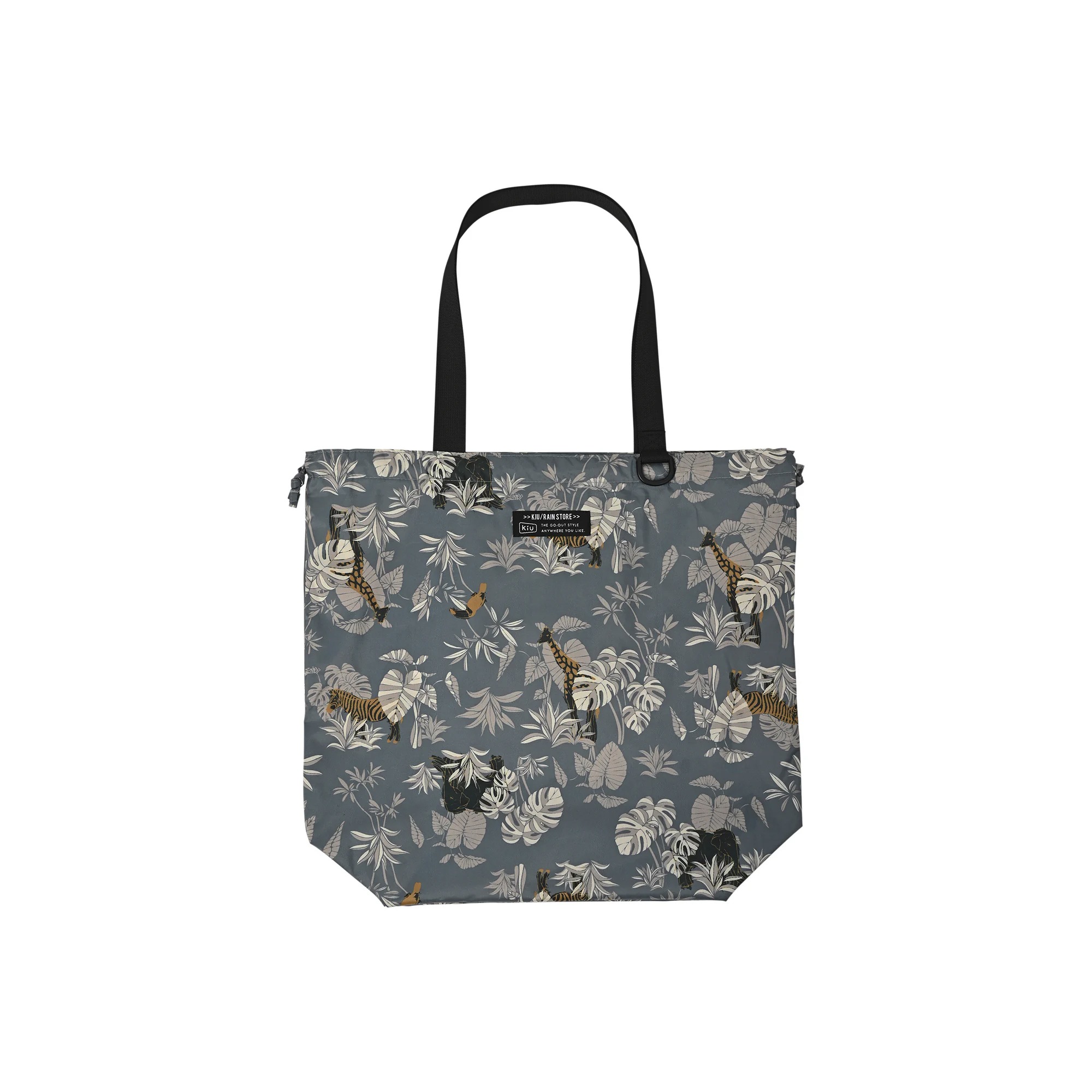 レインバッグカバー kiu キウ K444 レディース メンズ 撥水 防水 雨除け レインカバー カバン 雨対策 2way トートバッグ エコバッグ サブバッグ 巾着 折りたたみ コンパクト Dカン付き 軽量 A4 大容量 通勤 通学 旅行 アウトドア 雨具 おしゃれ かわいい レオパード ブラック