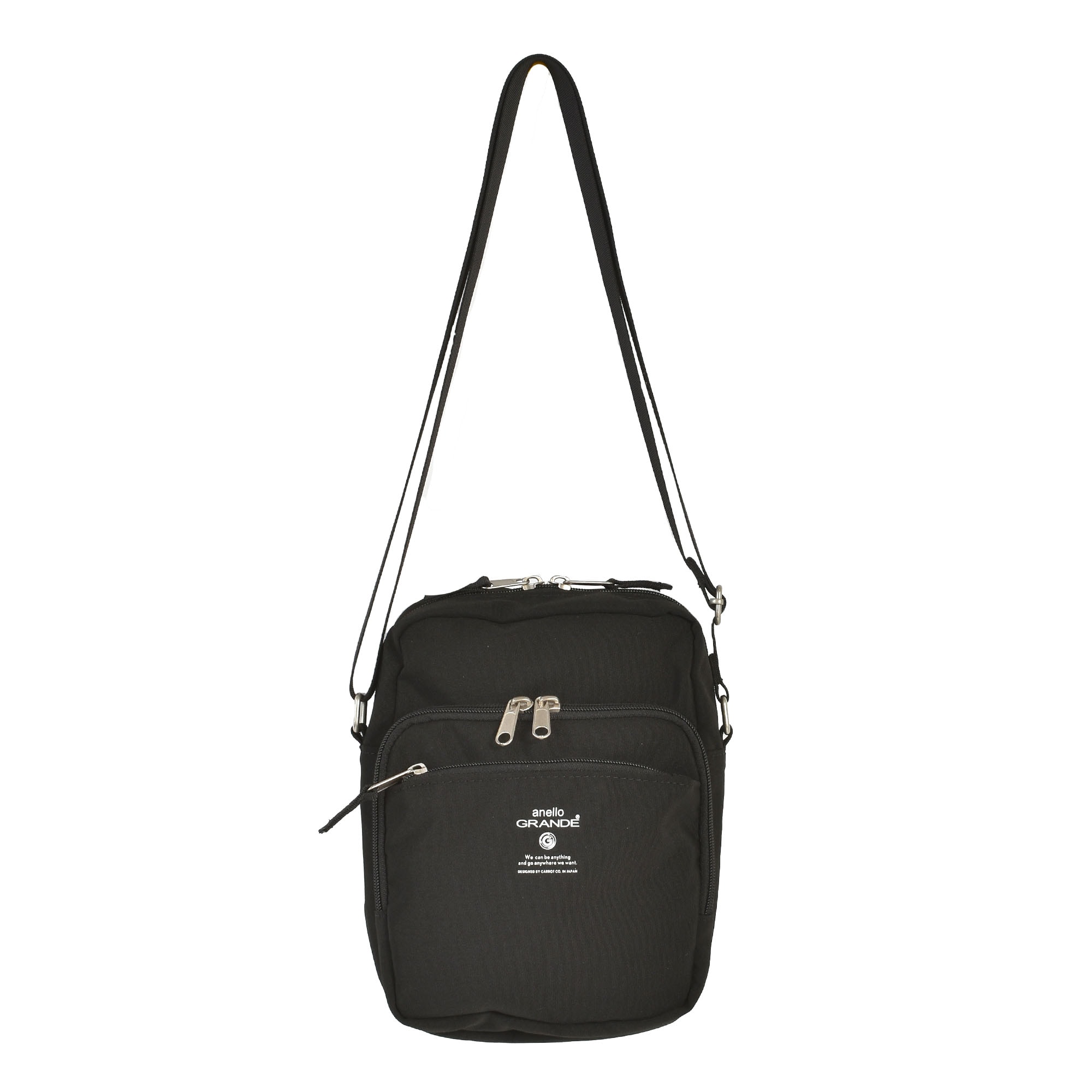 ショルダーバッグ anello GRANDE アネロ グランデ レディース 斜めがけ 大人 軽量 小さめ コンパクト ポケット 撥水 ペットボトルが縦に入る バッグ 女性 ブランド ファスナー付き ポケット多い おしゃれ かわいい カジュアル シンプル 無地 通勤 通学 お出かけ ブラック