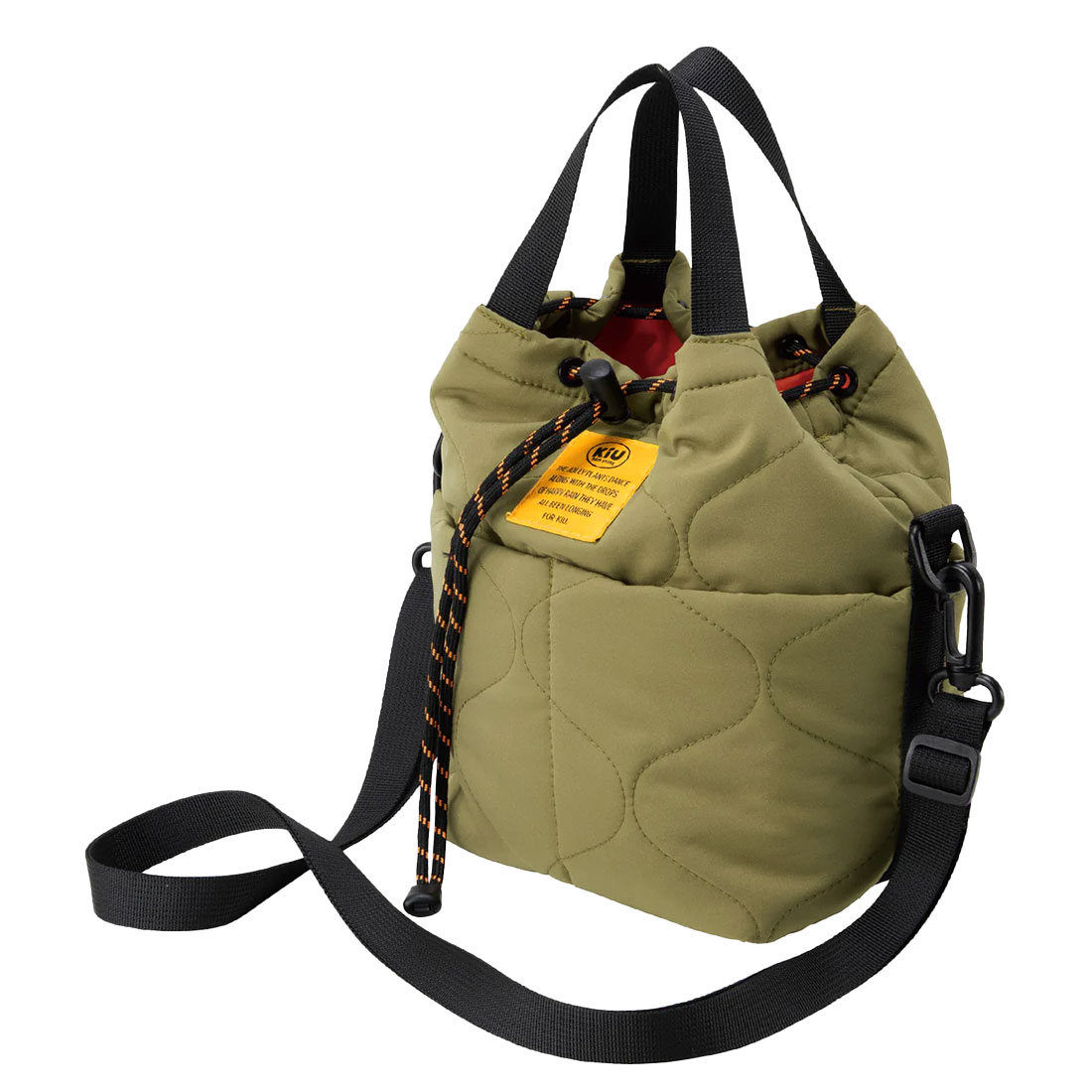 ショルダーバッグ kiu キウ K384 レディース メンズ 秋冬 撥水 2way 斜めがけ 巾着バッグ ミニバッグ ショルダー 大人 軽量 B6 巾着 キルティング ハンドバッグ ドロスト ミニショルダーバッグ おしゃれ かわいい カジュアル 通勤 普段使い 旅行 ブラック 黒 白 赤 緑 カーキ