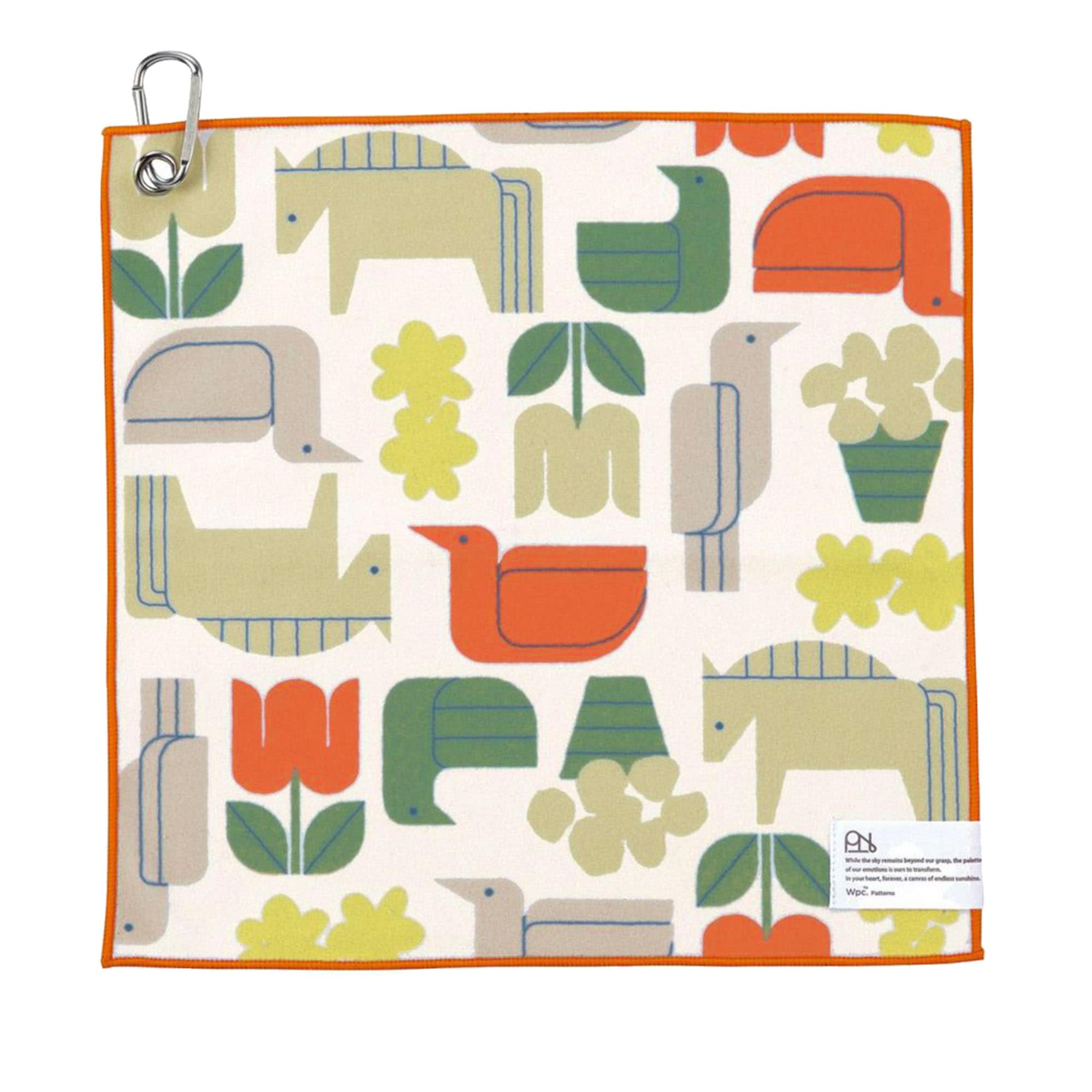 ハンカチ くっつくくろす おしゃれ かわいい ギフト プレゼント wpc レディース 女性 大人 30cm 吸水 カラビナ付き くっつく タオルハンカチ ハンドタオル マイクロファイバー 傘カバー ボトルカバー 小物入れ ポーチ 通勤 通学 北欧 花柄 母の日 贈り物 ベージュ ネイビー