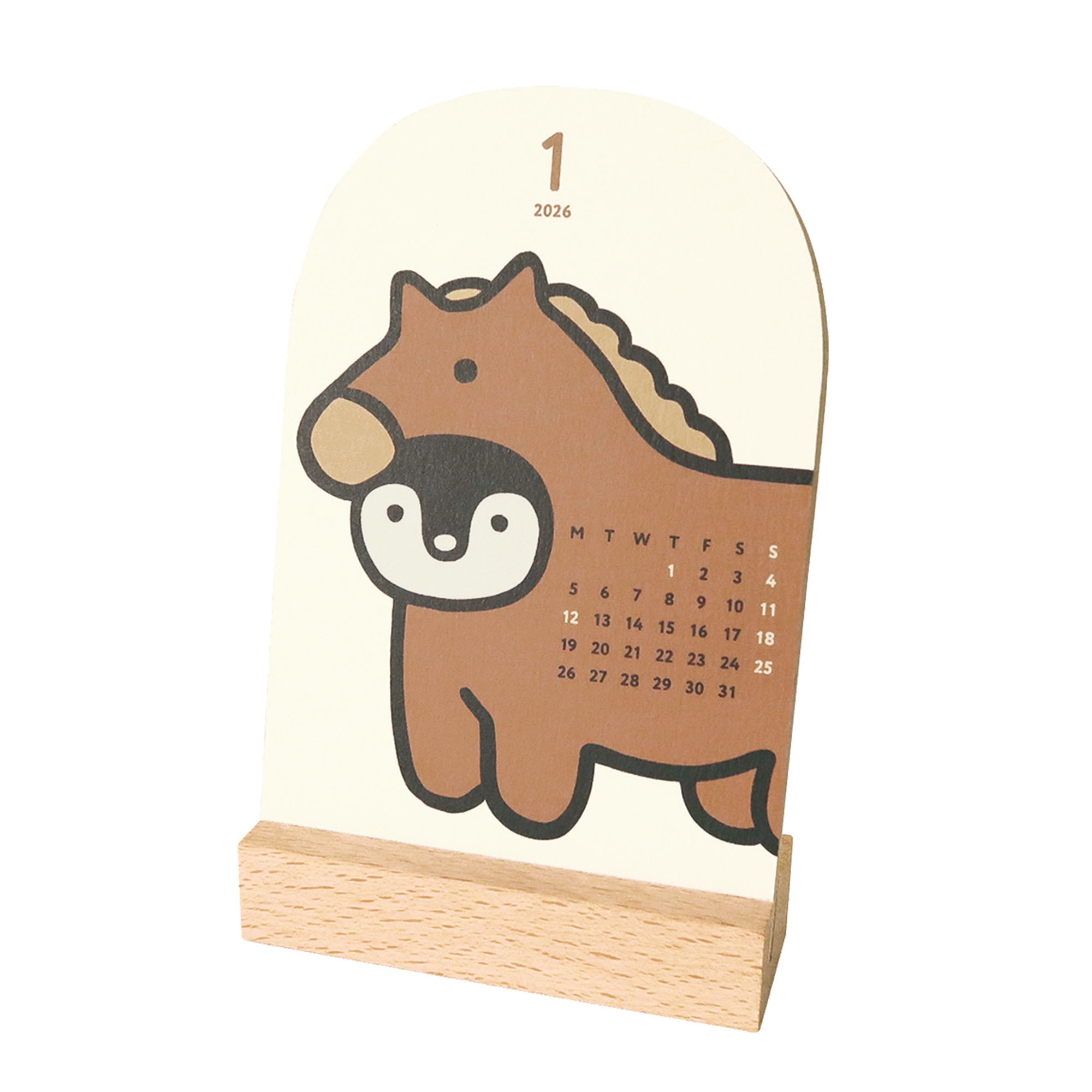 カレンダー 2026 卓上 おしゃれ 令和8年 マンスリー 月曜始まり 1月始まり matoka マトカ デスクカレンダー 木製 スタンド かわいい 大人可愛い CAL-138 CAL-139 ペンギン 動物 アニマル うま 午 シマエナガ 猫 犬 エジプト 神様 メジェド アヌビス コンパクト インテリア
