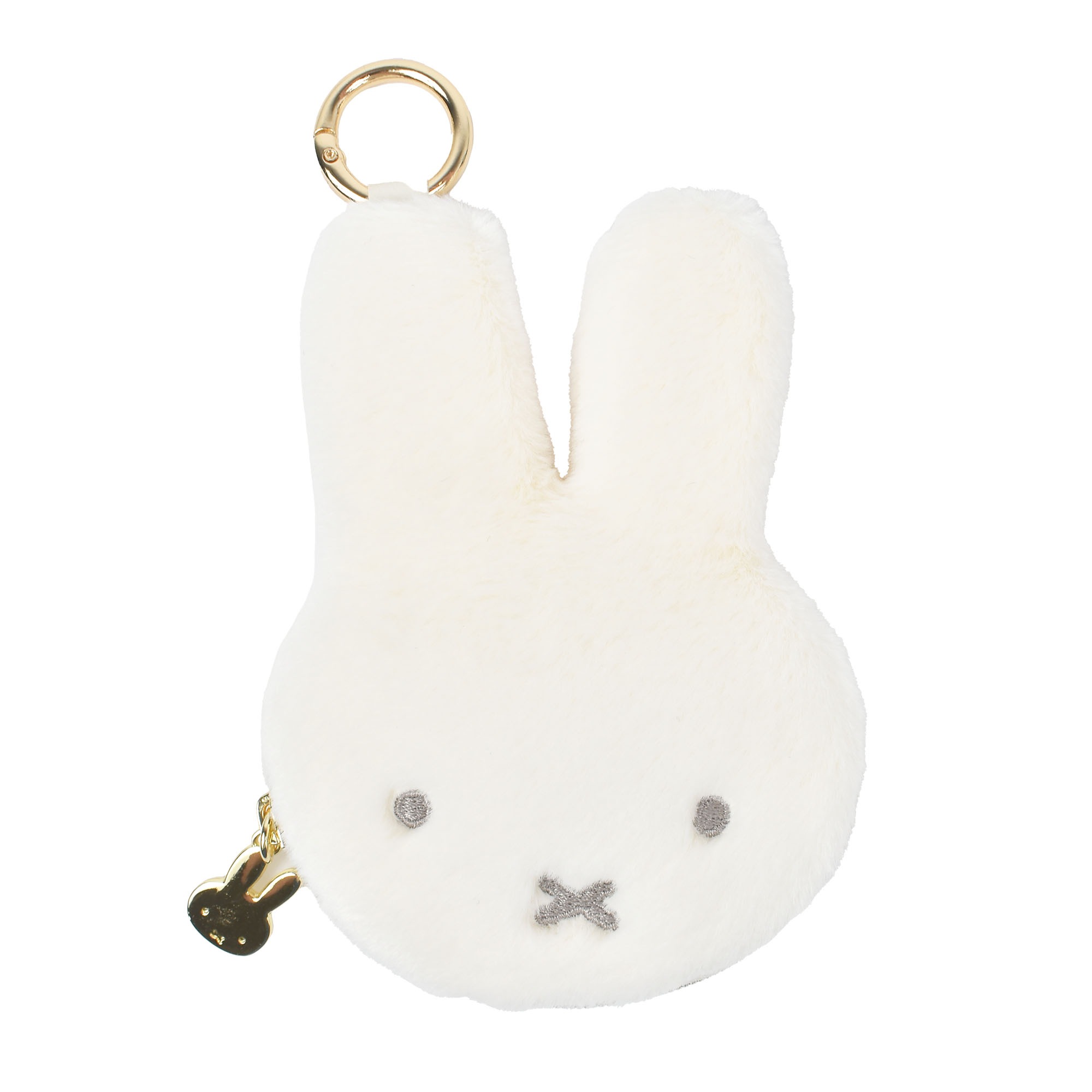 コインケース ミッフィー miffy カラビナ ポーチ レディース フェイスシリーズ EB482 キャラクター 小銭入れ おしゃれ かわいい ふわふわ うさぎ 小物入れ コインポーチ ぬいぐるみポーチ ミニポーチ 大人 女性 通学 通勤 高校生 中学生 小学生 子供 雑貨 アイボリー グレー