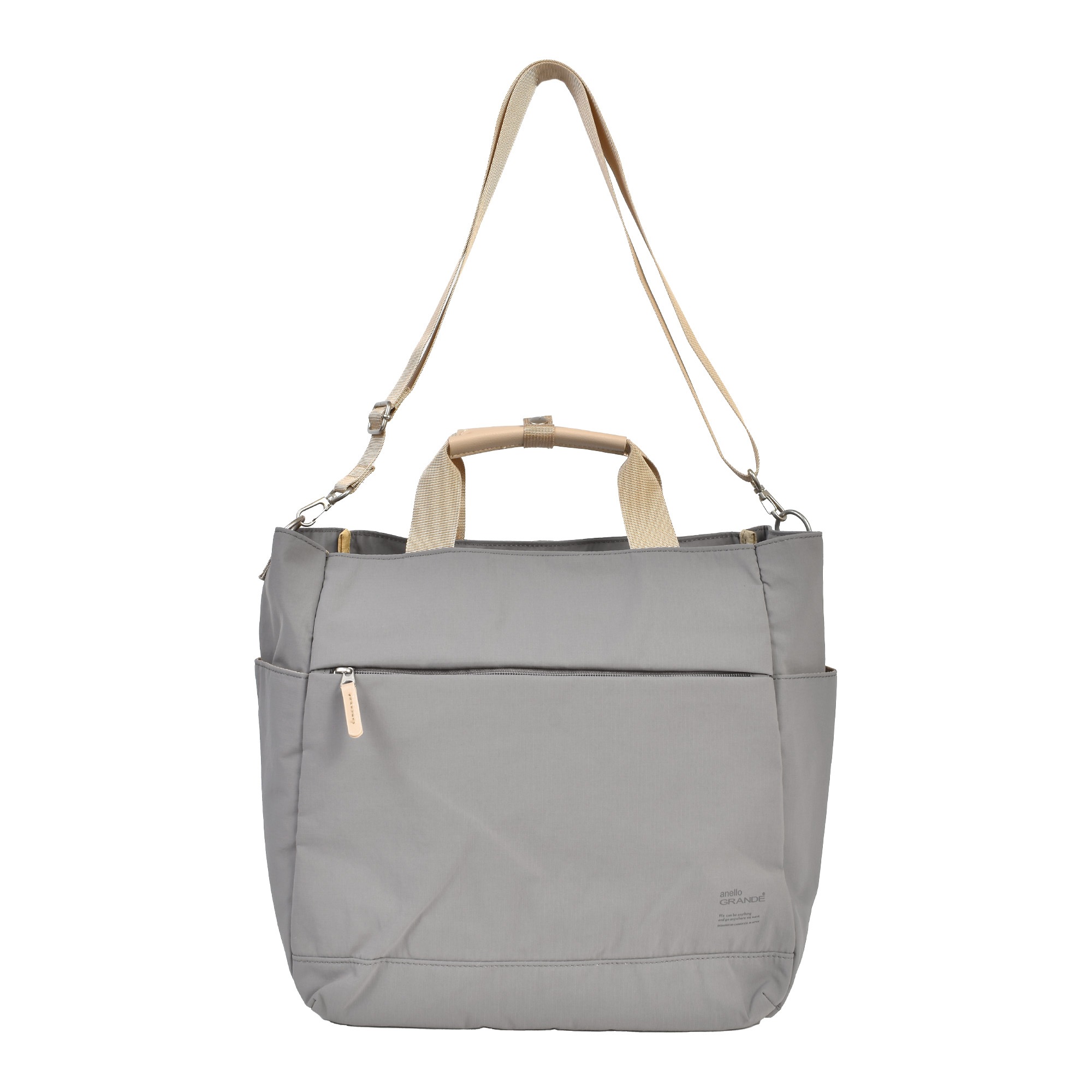 トートバッグ anello GRANDE アネロ グランデ レディース 2way バッグ ショルダーバッグ マザーズバッグ 大容量 撥水 旅行 カバン A4 通勤 通学 ポケット たくさん 1泊 旅行バッグ 軽量 女性 シンプル おしゃれ かわいい スクエア トート 黒 ブラック グレー グレーベージュ