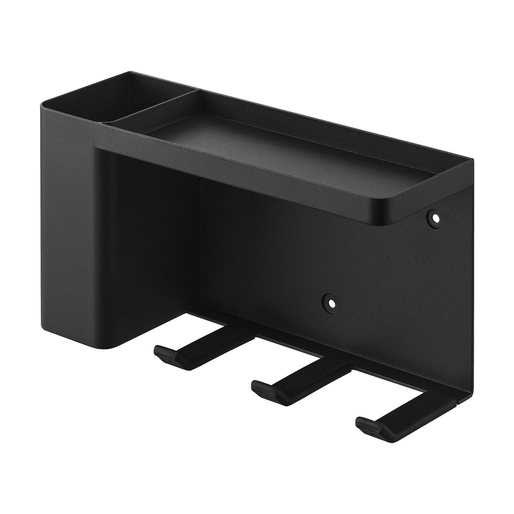 山崎実業 壁付けドライヤー＆ヘアーアイロンホルダー トレー付き タワー tower 公式 10254 10255 ドライヤーホルダー 石こうボード壁対応 ホワイト ブラック ドライヤー 壁掛け 吊り下げ 壁面収納 ヘアーアイロン ブラシドライヤー ヘアケア 収納 フック シンプル おしゃれ