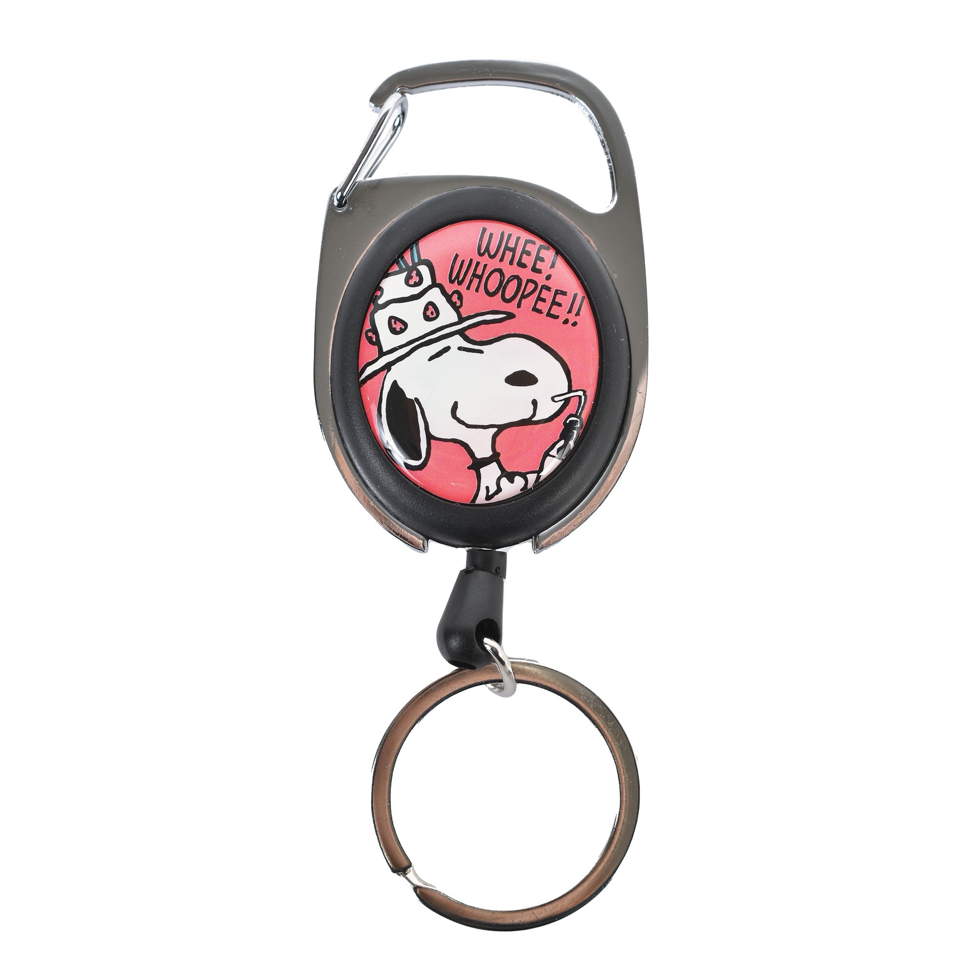 キーホルダー リール付き スヌーピー SNOOPY 可愛い 子供用 レディース キーリング キャラクター カラビナ 鍵 伸びる メタリール 子供 ランドセル 大人 おしゃれ 小学生 中学生 高校生 大学生 通勤 通学 通園 幼稚園 保育園 ストラップ ブラック 黒 白 黄色 ピンク 青 グレー