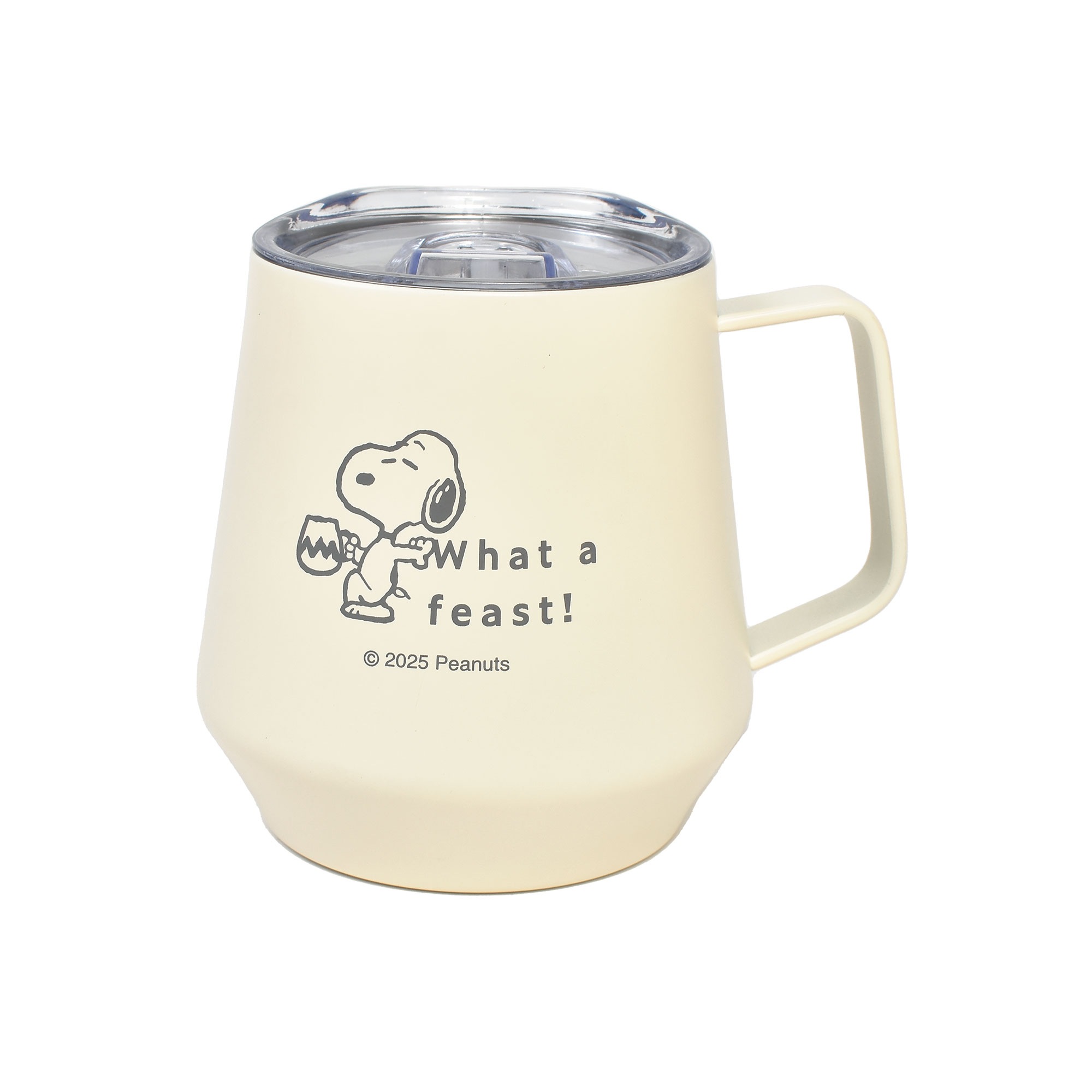 ステンレスマグ 蓋付き スヌーピー SNOOPY 保温 保冷 タンブラー 300ml 取っ手 コップ かわいい おしゃれ キャラクター オラフ マグカップ 真空二重構造 大容量 断熱 食器 女性 持ち手付き フタ付き こぼれない 保温マグ アイボリー 白 ブラウン 誕生日 プレゼント ギフト