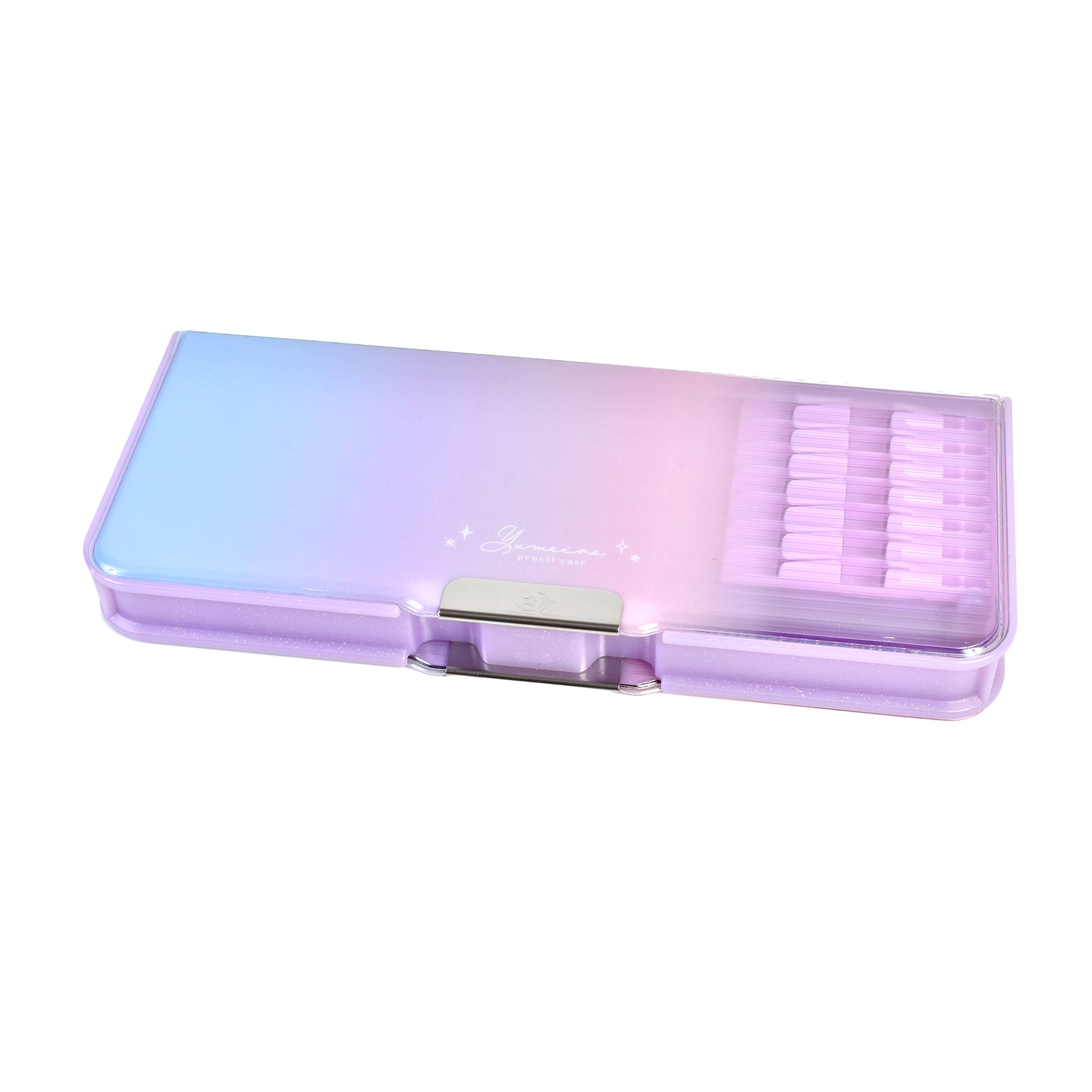 筆箱 小学生 ペンケース 女の子 文房具 両面筆箱 クリア かわいい ふでばこ 透明 おしゃれ 小学校 入学準備 入学祝い 女子 子供 文具 箱型 両面ペンケース 時間割表 鉛筆削り付き 軽量 コンパクト 新学期 新一年生 グラデーション パープル ブルー レインボー プレゼント