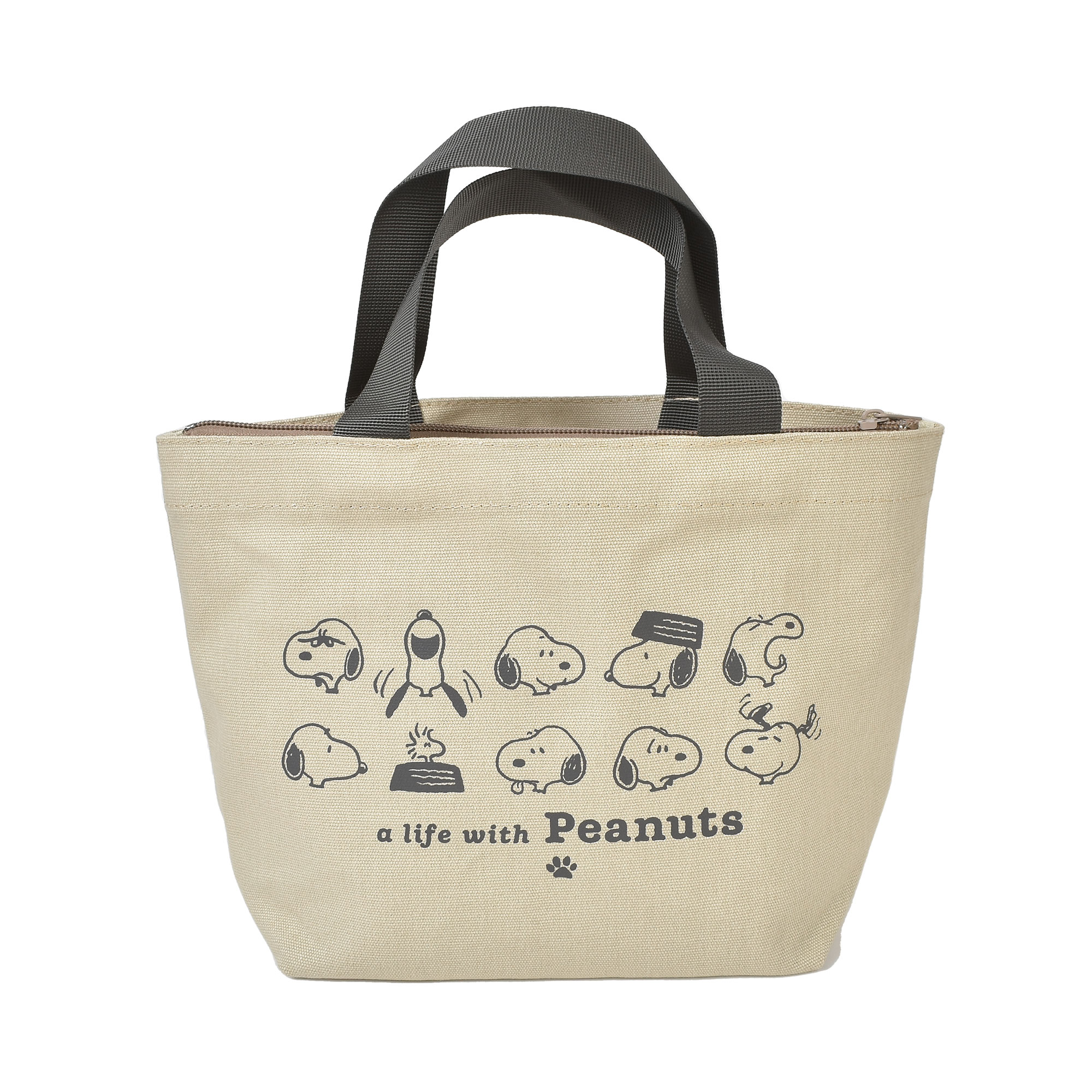 ランチバッグ 保冷 スヌーピー SNOOPY ミニ トートバッグ 保冷ポーチ 子供 大人 小学生 中学生 高校生 かわいい おしゃれ キャラクター お弁当バッグ お弁当袋 ランチポーチ 小さめ 小さい コンパクト ファスナー 通勤 通学 マチ 広い ブラウン ベージュ ホワイト アイボリー