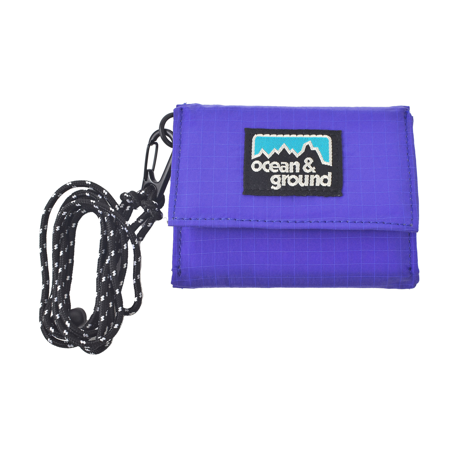 財布 三つ折り ネックウォレット OCEAN＆GROUND オーシャンアンドグラウンド キッズ 子供 小学生 男の子 女の子 ジュニア ナイロン ストラップ付き 小さい コンパクト かわいい 軽い 撥水 小銭入れ コインケース 黒 ブラック 青 ブルー グレー カーキ オリーブ グリーン