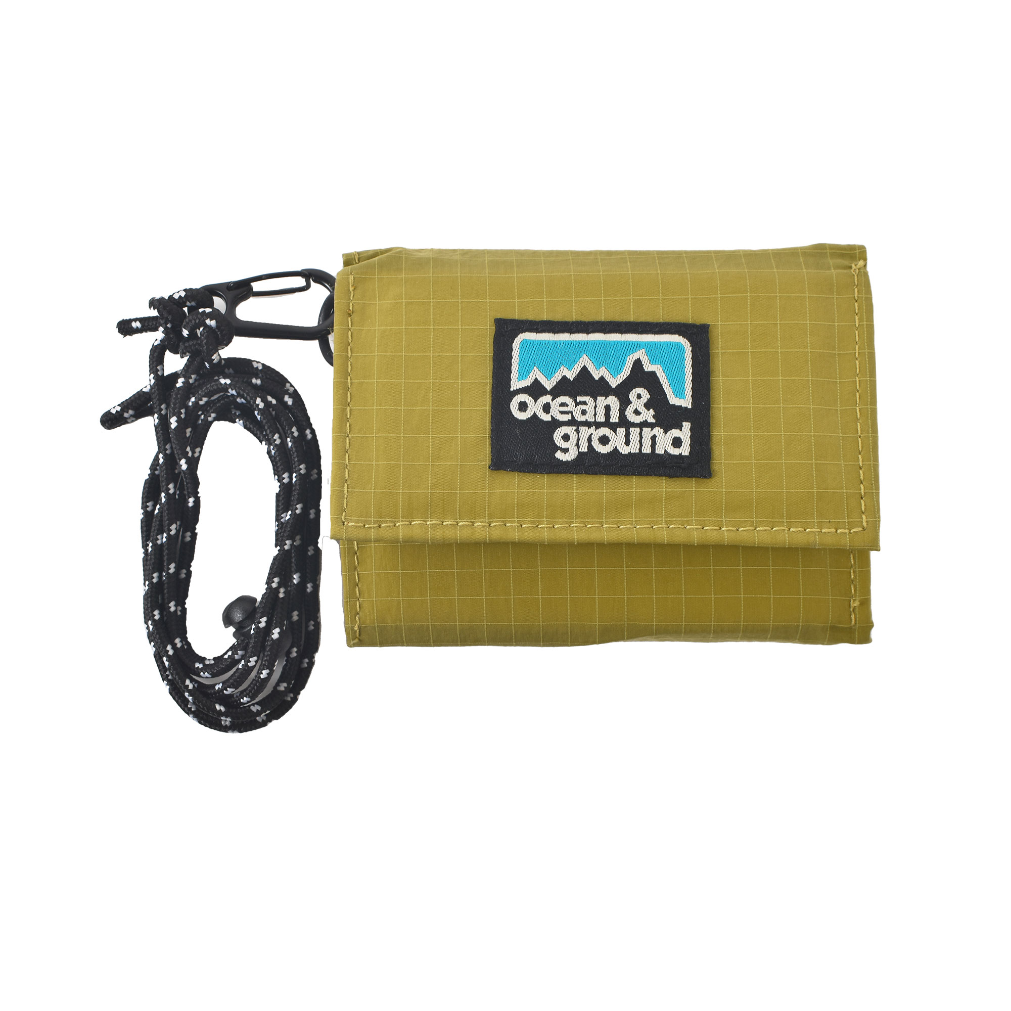 財布 三つ折り ネックウォレット OCEAN＆GROUND オーシャンアンドグラウンド キッズ 子供 小学生 男の子 女の子 ジュニア ナイロン ストラップ付き 小さい コンパクト かわいい 軽い 撥水 小銭入れ コインケース 黒 ブラック 青 ブルー グレー カーキ オリーブ グリーン