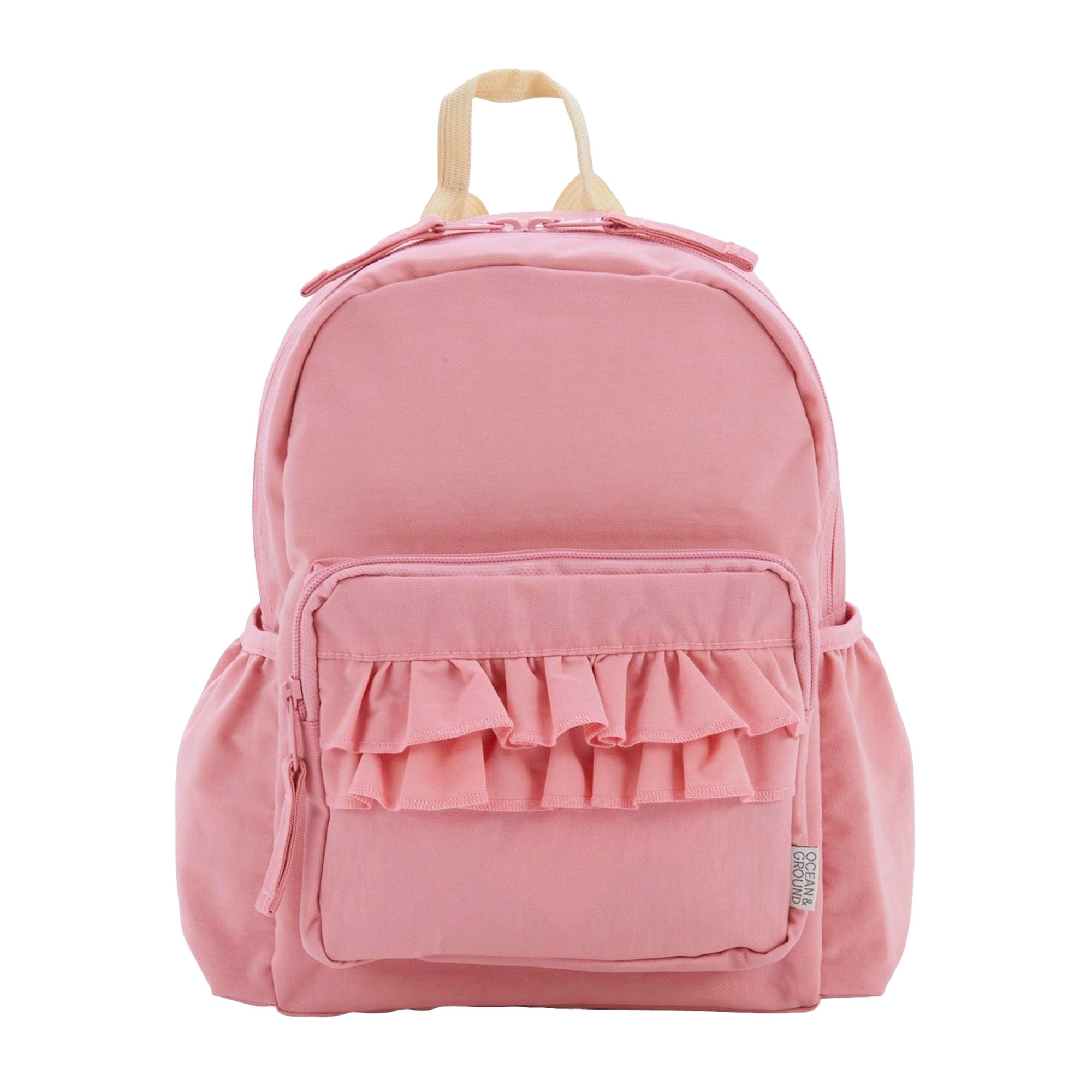 リュック キッズ 女の子 OCEAN＆GROUND オーシャンアンドグラウンド SWEETS TIME スイーツ タイム 4645101 フリル リュックサック かわいい おしゃれ 通園 通学 7L 9.5L 軽量 小さめ S M チェストベルト ハーネス 保育園 幼稚園 入園 入学 遠足 子供 こども 3歳 4歳 5歳 6歳