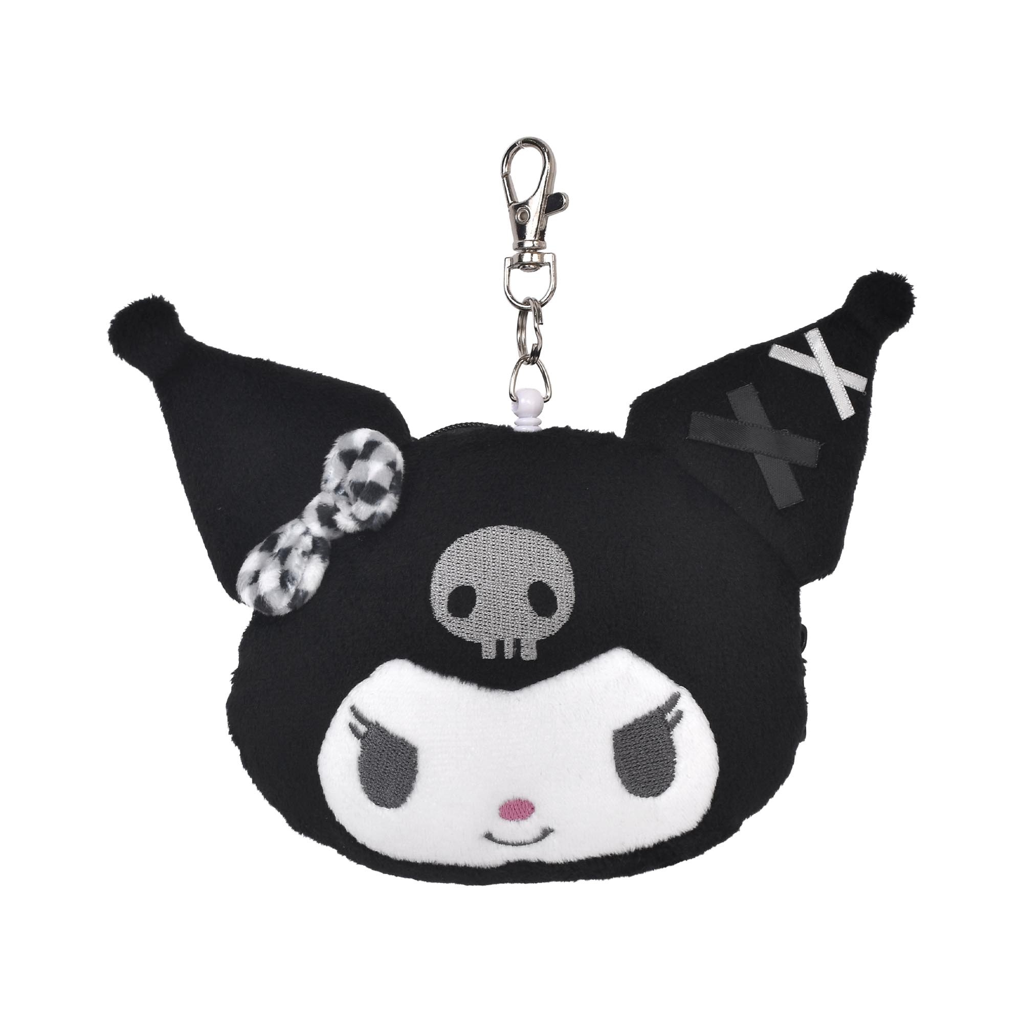 パスケース ぬいぐるみ サンリオ Sanrio キティちゃん ハローキティ マイメロディ クロミ フェイスパスケース リール付き 小銭入れ 定期入れ ICカード収納 小物入れ ミニポーチ カード入れ 窓付き バッグ 鞄 キーホルダー かわいい ブラック ピンク 女の子 誕生日 プレゼント